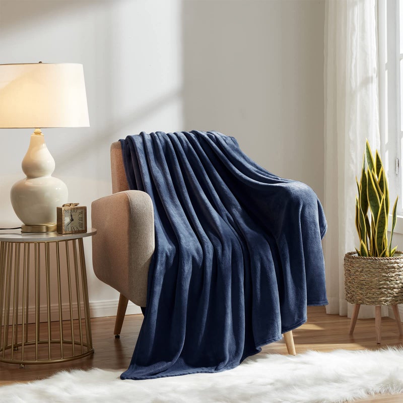 KMUSET Fleece Blanket Twin Size Navy Lightweight Throw Blanket Super Soft Cozy Microfiber Blanket Factory Shop - Image 2